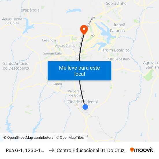 Rua G-1, 1230-1276 to Centro Educacional 01 Do Cruzeiro map