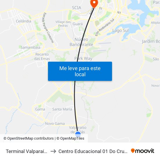 Terminal Valparaíso I to Centro Educacional 01 Do Cruzeiro map