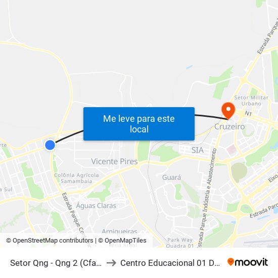 Setor Qng - Qng 2 (Cfap/Pmdf) to Centro Educacional 01 Do Cruzeiro map