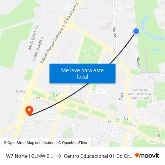 W7 Norte | CLNW 04/05 to Centro Educacional 01 Do Cruzeiro map