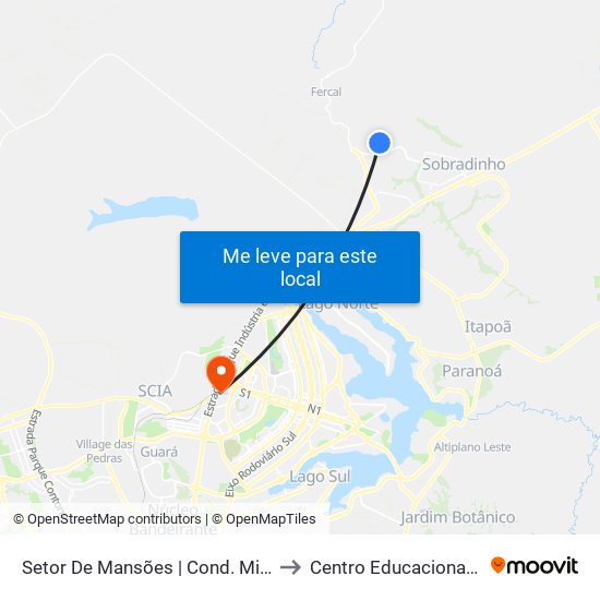 Setor De Mansões | Cond. Mini Chácaras (Qms 19) to Centro Educacional 01 Do Cruzeiro map