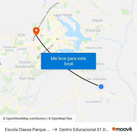 Escola Classe Parque Dos Ipês to Centro Educacional 01 Do Cruzeiro map