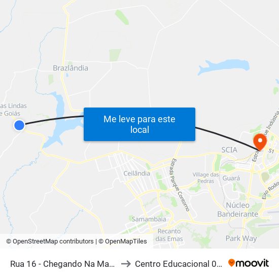 Rua 16 - Chegando Na Marginal Da Br 070 to Centro Educacional 01 Do Cruzeiro map