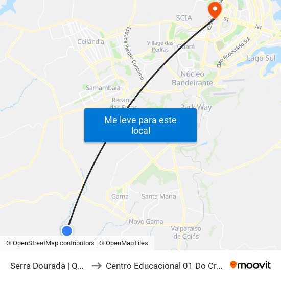 Serra Dourada | Qd. 20 to Centro Educacional 01 Do Cruzeiro map