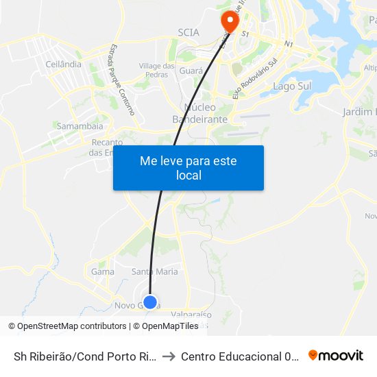 Sh Ribeirão/Cond Porto Rico Fase 3 Q 20 to Centro Educacional 01 Do Cruzeiro map