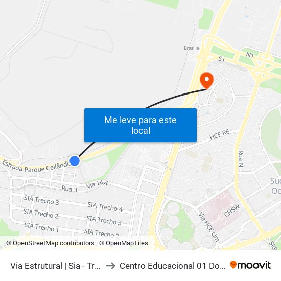 Via Estrutural | Sia - Trecho 17 to Centro Educacional 01 Do Cruzeiro map