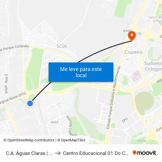 C.A. Águas Claras | Ch. 7 to Centro Educacional 01 Do Cruzeiro map