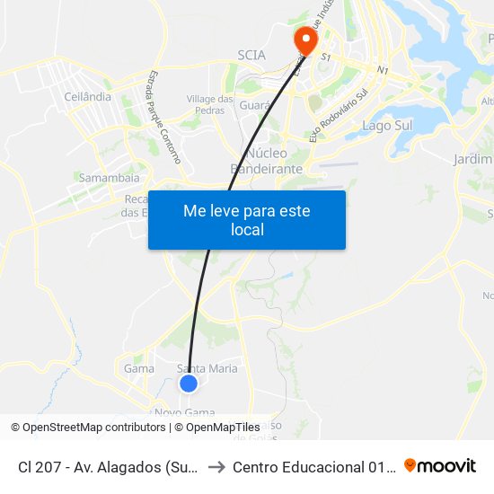 Cl 207 - Av. Alagados (Sup. Ponto Alto) to Centro Educacional 01 Do Cruzeiro map
