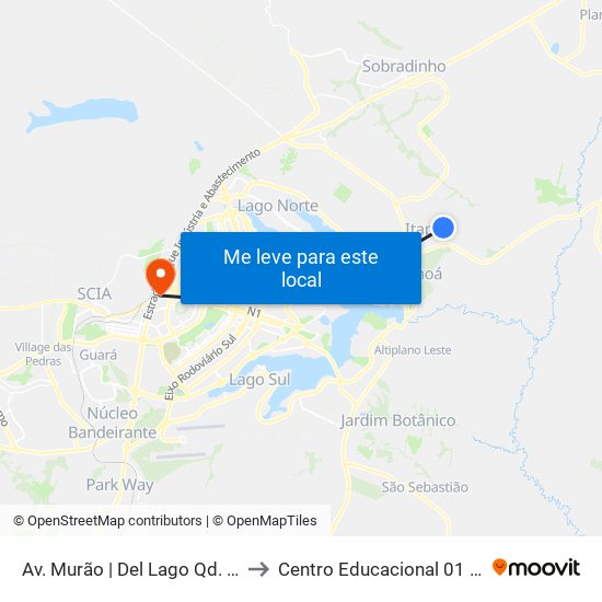 Av. Murão | Del Lago Qd. 378, Conj. K to Centro Educacional 01 Do Cruzeiro map