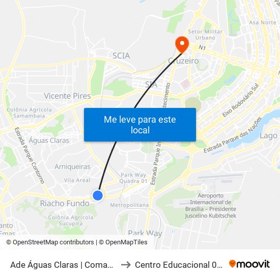 Ade Águas Claras | Comando Auto Peças to Centro Educacional 01 Do Cruzeiro map