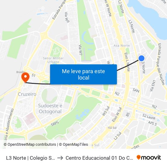 L3 Norte | Colegio Sigma to Centro Educacional 01 Do Cruzeiro map