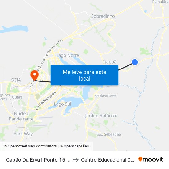 Capão Da Erva | Ponto 15 (Casai Brasília) to Centro Educacional 01 Do Cruzeiro map