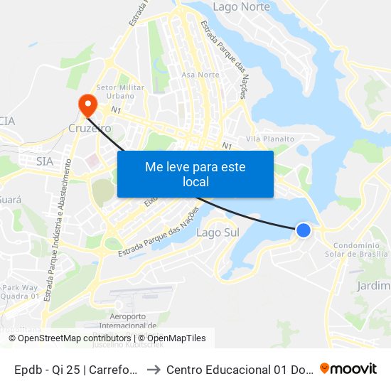 Epdb - Qi 25 | Carrefour Bairro to Centro Educacional 01 Do Cruzeiro map