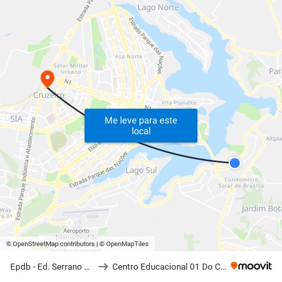 Epdb - Ed. Serrano Center to Centro Educacional 01 Do Cruzeiro map