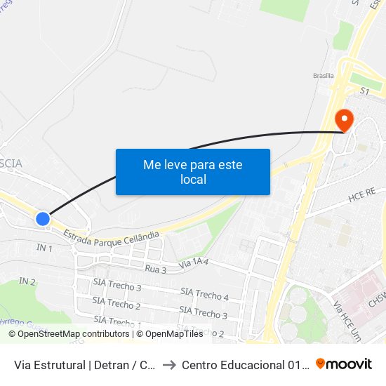 Via Estrutural | Detran / Cid. Automóvel to Centro Educacional 01 Do Cruzeiro map