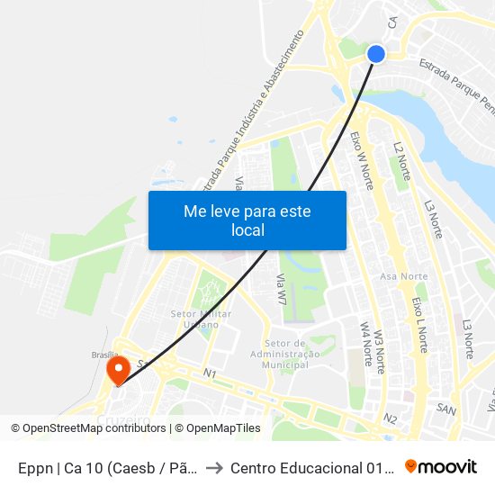 Eppn | Ca 10 (Caesb / Pão De Açúcar) to Centro Educacional 01 Do Cruzeiro map