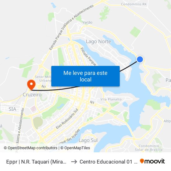 Eppr | N.R. Taquari (Mirante Do Casal) to Centro Educacional 01 Do Cruzeiro map