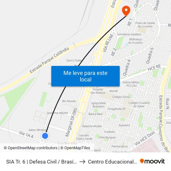 SIA Tr. 6 to Centro Educacional 01 Do Cruzeiro map