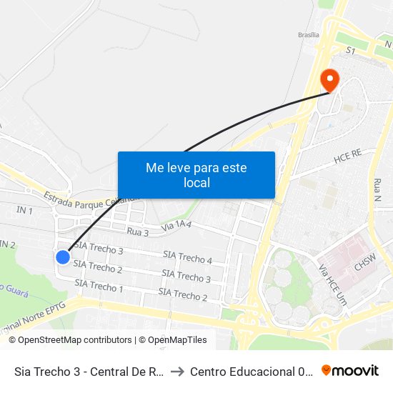 Sia Trecho 3 - Central De Regulação Samu to Centro Educacional 01 Do Cruzeiro map