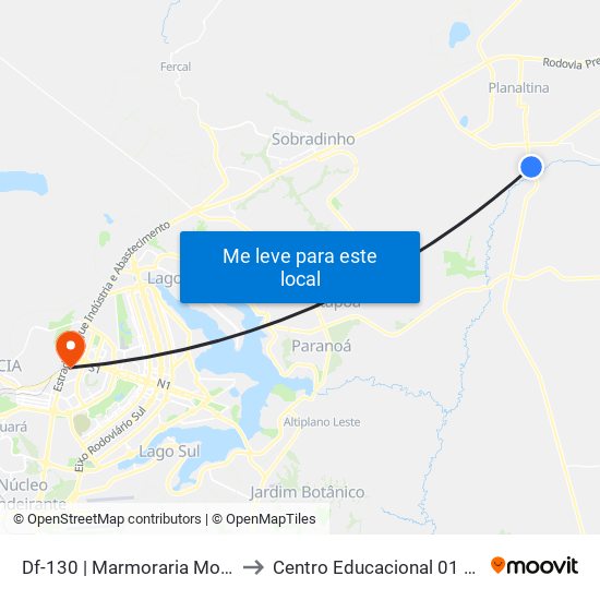 Df-130 | Marmoraria Montes Claros to Centro Educacional 01 Do Cruzeiro map