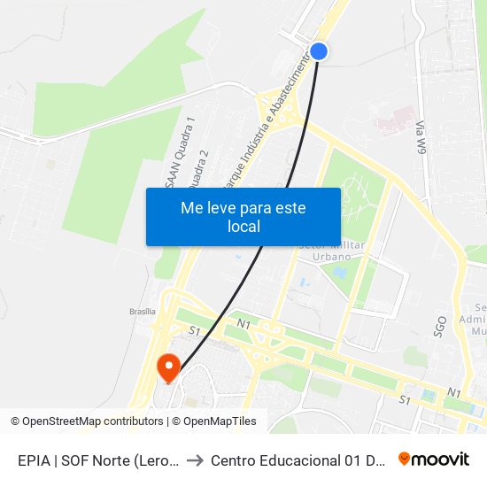 EPIA | SOF Norte (Leroy Merlin) to Centro Educacional 01 Do Cruzeiro map