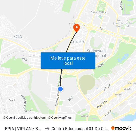 Epia Sul | Garagem Viplan / São José (Lado Oposto) to Centro Educacional 01 Do Cruzeiro map