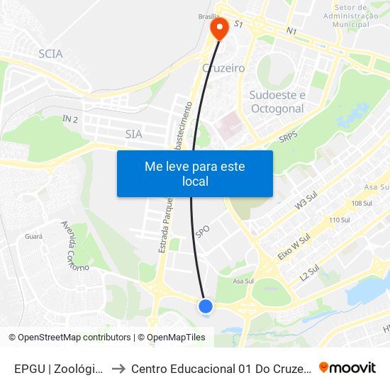EPGU | Zoológico to Centro Educacional 01 Do Cruzeiro map