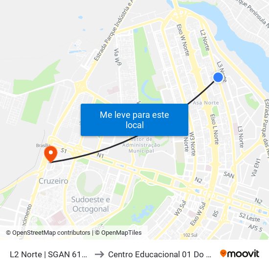 L2 Norte | SGAN 610 (IFB) to Centro Educacional 01 Do Cruzeiro map
