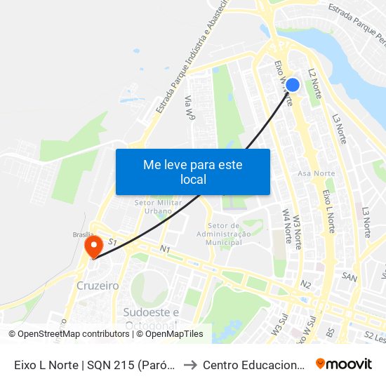 Eixo L Norte | Sqn 215/214 to Centro Educacional 01 Do Cruzeiro map