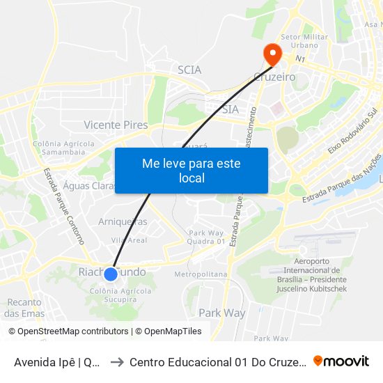 Avenida Ipê | Qn 5 to Centro Educacional 01 Do Cruzeiro map