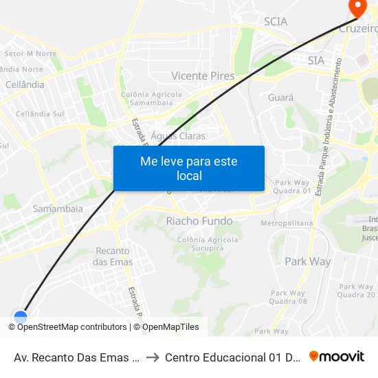 Av. Recanto Das Emas | Qd. 310 to Centro Educacional 01 Do Cruzeiro map