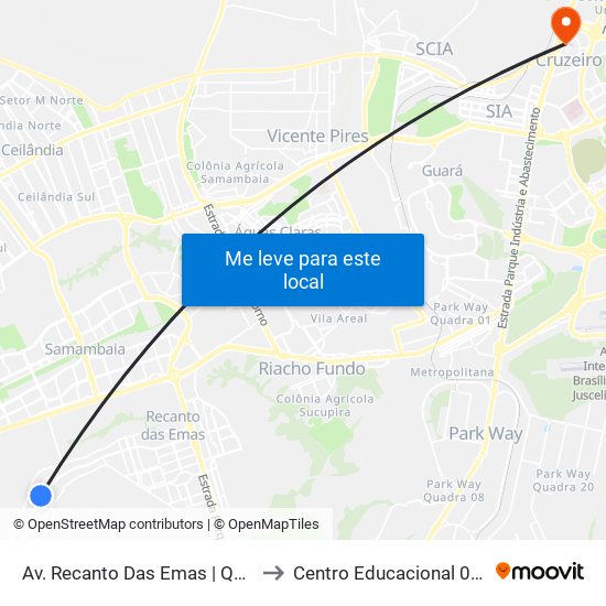 Av. Recanto Das Emas | Qd. 113 (Cef 113) to Centro Educacional 01 Do Cruzeiro map