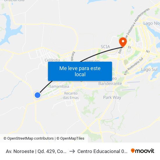 Av. Noroeste | Qd. 429, Conj. 10 (Cef 427) to Centro Educacional 01 Do Cruzeiro map