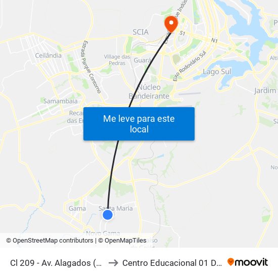 Cl 209 - Av. Alagados (Vivendas) to Centro Educacional 01 Do Cruzeiro map