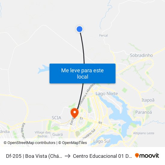 Df-205 | Boa Vista (Chácara 449) to Centro Educacional 01 Do Cruzeiro map