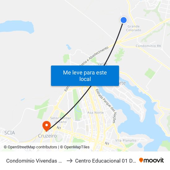 Condomínio  Vivendas Colorado I to Centro Educacional 01 Do Cruzeiro map