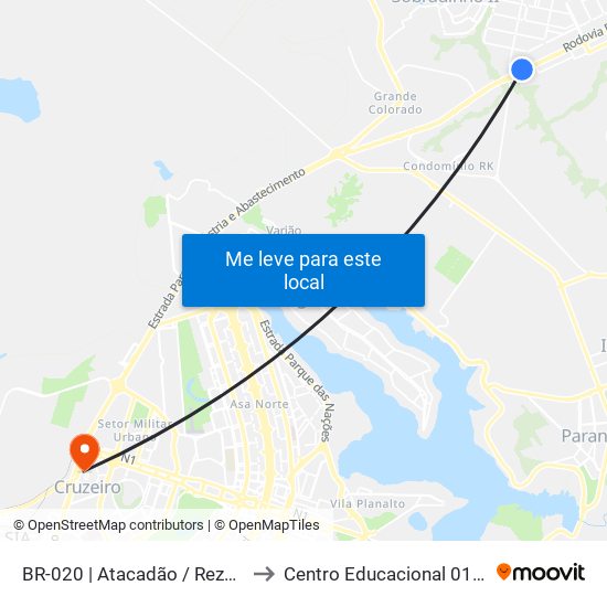 BR-020 | Atacadão / Rezende / Atalaia to Centro Educacional 01 Do Cruzeiro map