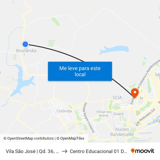 Vila São José | Qd. 36, Conj. B/C to Centro Educacional 01 Do Cruzeiro map