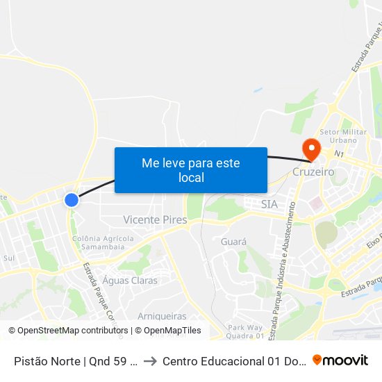 Pistão Norte | Qnd 59 (Cei 02) to Centro Educacional 01 Do Cruzeiro map