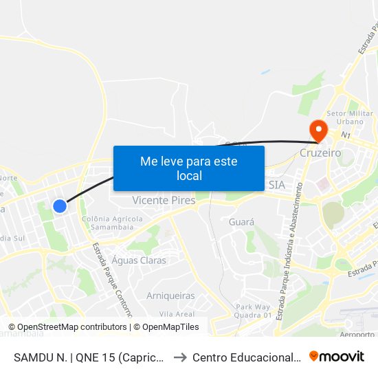 SAMDU N. | QNE 15 (Caprichoso Supermercado) to Centro Educacional 01 Do Cruzeiro map