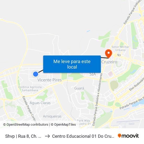 Shvp | Rua 8, Ch. 216 to Centro Educacional 01 Do Cruzeiro map