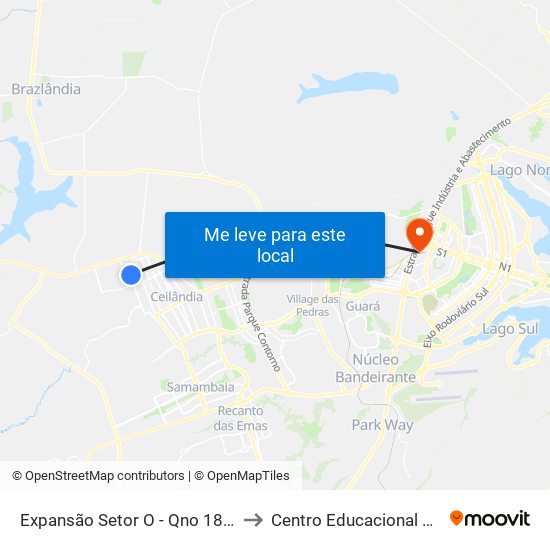 Expansão Setor O - Qno 18 Conj A (Polyelle) to Centro Educacional 01 Do Cruzeiro map