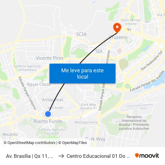 Av. Brasília | Qs 11, Conj. A to Centro Educacional 01 Do Cruzeiro map