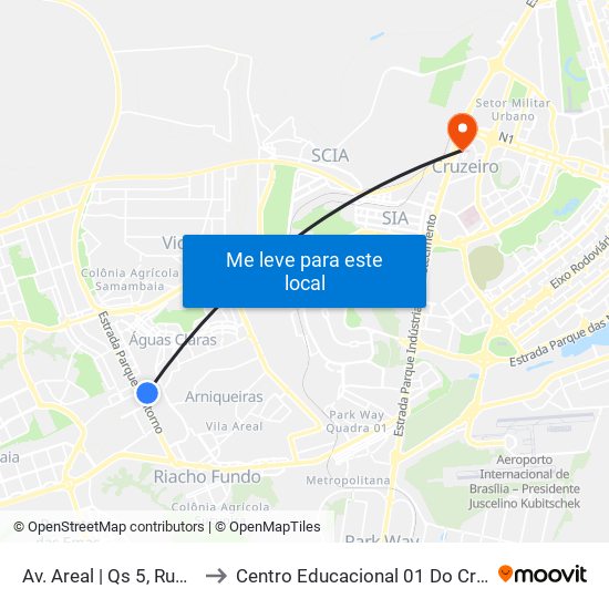 Av. Areal | Qs 5, Rua 120 to Centro Educacional 01 Do Cruzeiro map