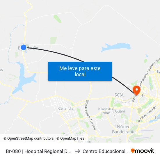 Br-080 | Hospital Regional De Brazlândia «Oposto» to Centro Educacional 01 Do Cruzeiro map