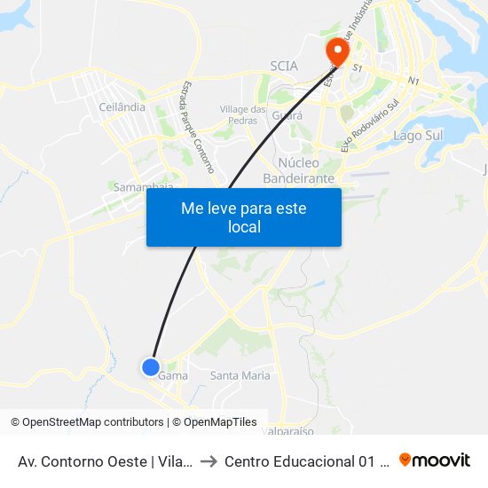 Av. Contorno Oeste | Vila Roriz, Qd. A to Centro Educacional 01 Do Cruzeiro map