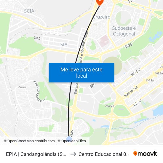 EPIA | Candangolândia (SENTIDO GOIÁS) to Centro Educacional 01 Do Cruzeiro map