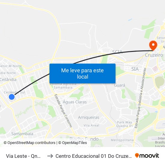 Via Leste - Qnm 7 to Centro Educacional 01 Do Cruzeiro map