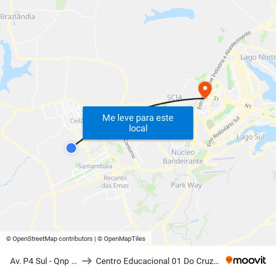 Av. P4 Sul - Qnp 32 to Centro Educacional 01 Do Cruzeiro map