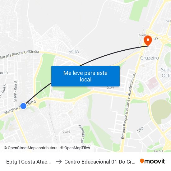 Eptg | Costa Atacadão to Centro Educacional 01 Do Cruzeiro map